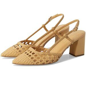 Marc Fisher Ltd Zunnie Slingback Pointed Toe Pump 8 Natural Woven Leather NEW